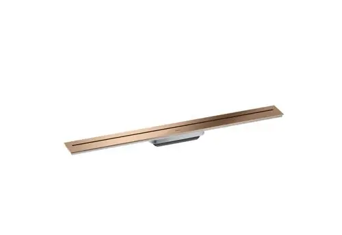 Duschrinne von AXOR in poliertem Rotgold, ideal für die Wandmontage. Schmale, längliche Form mit einem minimalistischen Design.